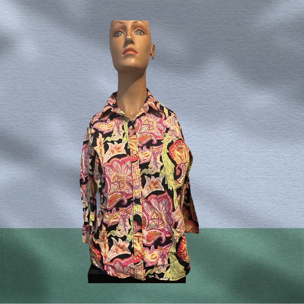 L Petite Lauren Ralph Lauren Cotten Multicolored Blouse